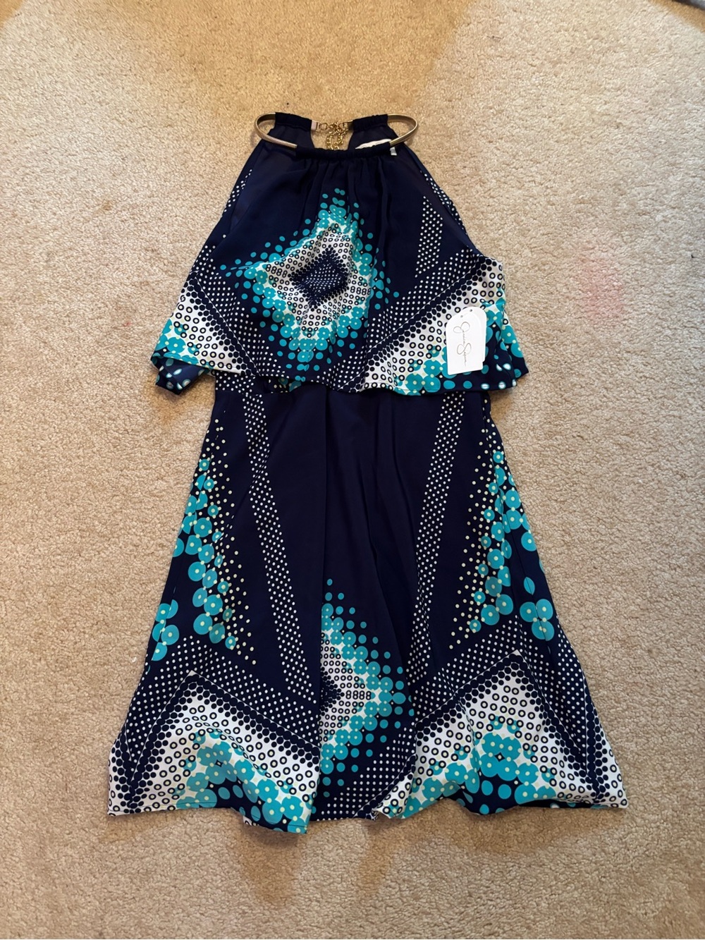 Women’s Navy & Teal Halter Dress